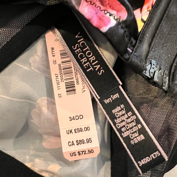 NWT VICTORIAS SECRET VERY SEXY SATIN LACE FLORAL CORSET BUSTIER SIDE ZIPPER 34DD - Picture 6 of 6